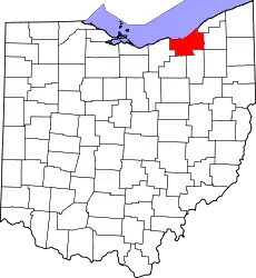 State map highlighting Cuyahoga County