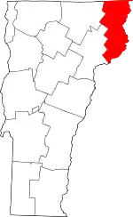 State map highlighting Essex County