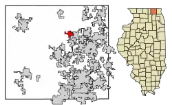 Location of Greenwood in McHenry County, Illinois.