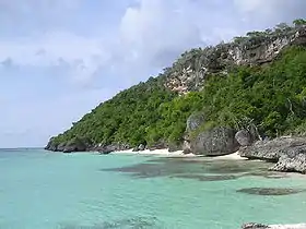 Limestone cliffs and reefs.