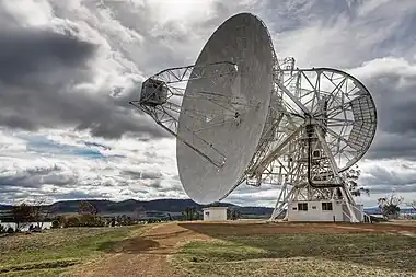 Image 12Mount Pleasant Radio ObservatoryPhoto credit: Noodle snacksThe 26-metre (85 ft) radio telescope at Mount Pleasant Radio Observatory, located 20 kilometres (12 mi) east of Hobart, Tasmania, is the southernmost antenna used in Australia's Very Long Baseline Interferometry network. The facility is owned and operated by the University of Tasmania.More selected pictures
