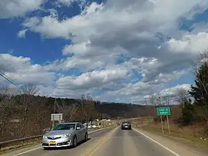 NY&nbsp;417 eastbound entering the town of Addison.
