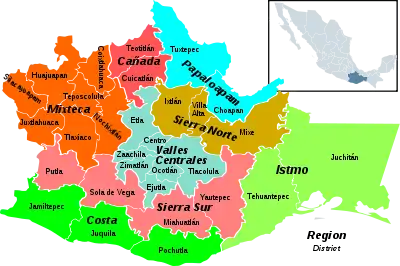 Regions and districts of Oaxaca