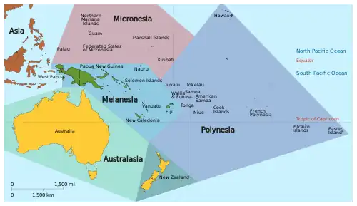 UN geoscheme for Oceania &nbsp;&nbsp;Australia and New Zealand &nbsp;&nbsp;Melanesia &nbsp;&nbsp;Micronesia &nbsp;&nbsp;Polynesia