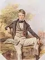Portrait of Benjamin Gibbons, son of John Gibbons(1777-1851), with a view of Eton College Beyond, Watercolour, 16 1/2 X 11 1/4 inches (36.8 x 28.6&nbsp;cm)