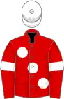 Red, large White spots, armlets and cap