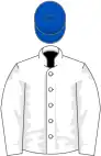 White, royal blue cap