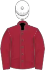 Maroon, white cap