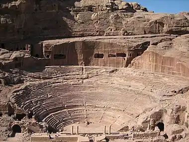 Image 15The "Theatre" at PetraPhoto: Douglas PerkinsPetra is an archaeological site in Jordan, lying in a basin among the mountains which form the eastern flank of Wadi Araba, the great valley running from the Dead Sea to the Gulf of Aqaba. It is famous for having many stone structures carved into the rock.More featured pictures