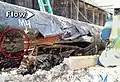 Ruptured segment of pipeline