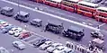 Grey police vehicles during the Hong Kong 1967 leftist riots.