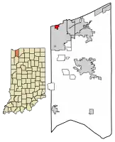 Location of Ogden Dunes in Porter County, Indiana.