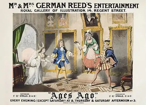 Poster for Gilbert and Clay's Ages Ago at the Royal Gallery of Illustration
