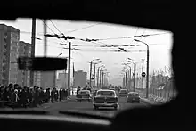 Following Gerald Ford and Leonid Brezhnev on a tour of Vladivostok, 1974.  Photo by David Hume Kennerly.