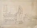 'R.R. Jones in his study at a gazzet in Midghall St, Liverpool', 1844, drawing, 34 x 48&nbsp;cm, from The Illustrated Life of Richard Robert Jones