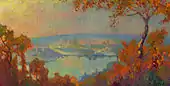 Rouen, vue de la Seine, oil on canvas, 48.9 × 94 cm