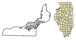 Location of Oak Grove in Rock Island County, Illinois.