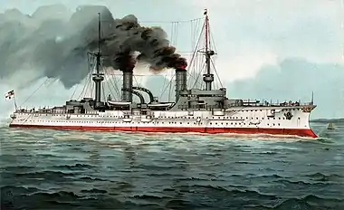 Image 12SMS Fürst Bismarck (1897)Illustration: Hugo Graf; restoration: Adam CuerdenSMS Fürst Bismarck was Germany's first armored cruiser, built for the Kaiserliche Marine before the turn of the 20th century and launched in 1900. Named for the German statesman Otto von Bismarck, the ship was primarily intended for colonial duties. She served in this capacity as part of the East Asia Squadron until she was relieved in 1909, at which point she returned to Germany. The ship was rebuilt between 1910 and 1914, and after the start of World War I, she was briefly used as a coastal defense ship. She proved inadequate to this task, and so she was withdrawn from active duty and served as a training ship for engineers until the end of the war. Fürst Bismarck was decommissioned in 1919 and sold for scrap.