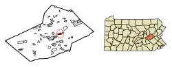 Location of New Philadelphia in Schuylkill County, Pennsylvania.