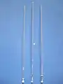 Plunger/insert centre, left 8&nbsp;mm "bottom length" outer tube suitable for Bruker and Varian NMR spectrometers, right 15&nbsp;mm outer tube suitable for Varian only