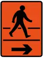 Detour for pedestrians in direction indicated (Right)