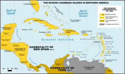 Image 23Spanish Caribbean Islands in the American Viceroyalties 1600. (from History of the Caribbean)