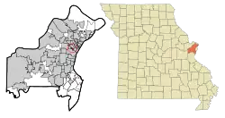 Location of Hanley Hills, Missouri