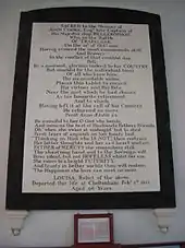 Picture of the memorial to Cooke in St Andrew's Church, Donhead St Andrew, in Wiltshire