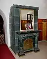 Fireplace in entrance hall.