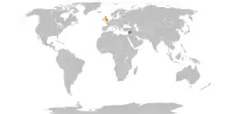 Map indicating locations of Syrian opposition and United Kingdom