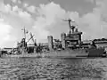 Temporary bow fitted to New Orleans to enable her return to the United States to repair damage sustained from torpedo damage at the Battle of Tassafaronga. The 8&nbsp;in (200&nbsp;mm) guns have been removed from No. 2 Turret.
