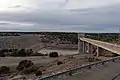 The earthen dam and tower