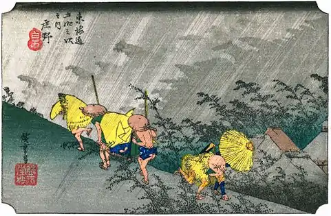 Shōno-juku, from Fifty-three Stations of the TōkaidōHiroshige, c. 1833–34