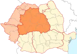 Extent of Transylvania within Romania