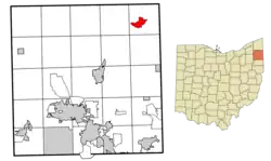 Location of Kinsman in Trumbull County within the state of Ohio