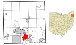 Location of Niles in Trumbull County and in the state of Ohio