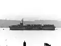USS Gilbert Islands moored off New York City on 10 November 1953.