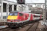 VTEC InterCity 225 arrives into London Kings Cross, view on a driving van trailer