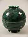 Vase, model 334, with green-black spotted decoration, 1927 - 1934 by Cornelis van der Sluys