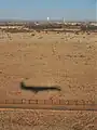 Khi Solar One tower as seen from a plane just before landing at Upington Airport