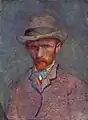 Self-Portrait with Grey Felt Hat, March/April 1887Oil on pasteboard, 19 × 14&nbsp;cmVan Gogh Museum, Amsterdam (F296)