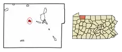 Location of Youngsville in Warren County, Pennsylvania.