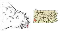 Location of West Brownsville in Washington County, Pennsylvania.