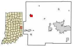 Location of Hagerstown in Wayne County, Indiana