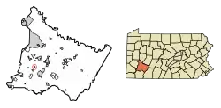 Location of Arona in Westmoreland County, Pennsylvania.