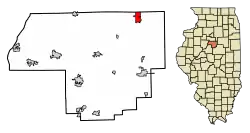 Location of Minonk in Woodford County, Illinois