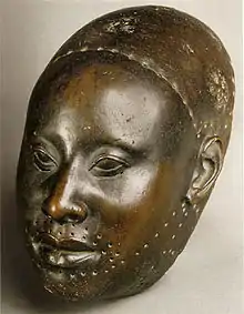 Mask for Obalufon II; circa 1300 AD; copper; height: 29.2&nbsp;cm; discovered at Ife; Ife Museum of Antiquities (Ife, Nigeria)