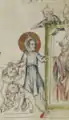 Jesus plays with lions and guides them up to the town gates. The town people are scared.