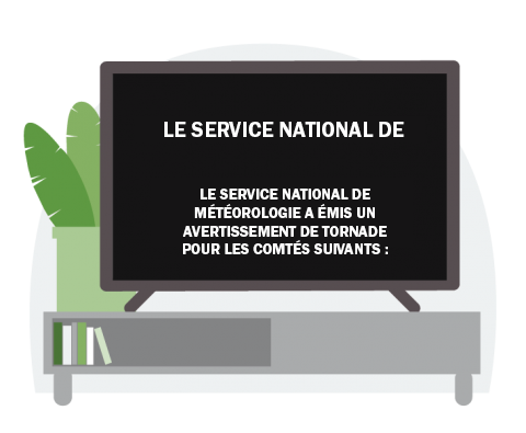 Une télévision avec un message du système d'alerte d'urgence